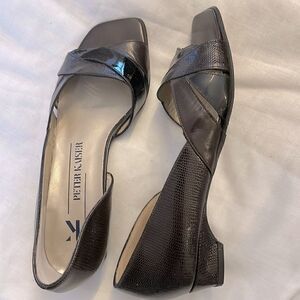 PETER KAISER PATENT OPEN TOE SHOES.  NEW